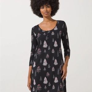 Soma Embraceable Long Sleeve Nightshirt M in Doodle Trees pattern
